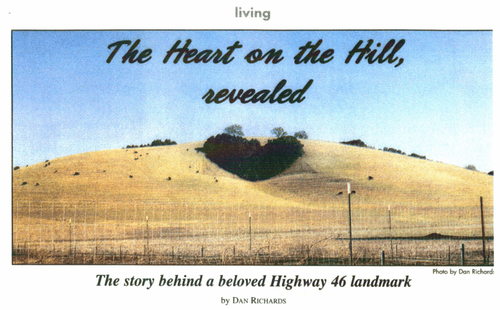 Article heading clipping from the Dan Richard's SLO County Magazine story about The Heart on the Hill.