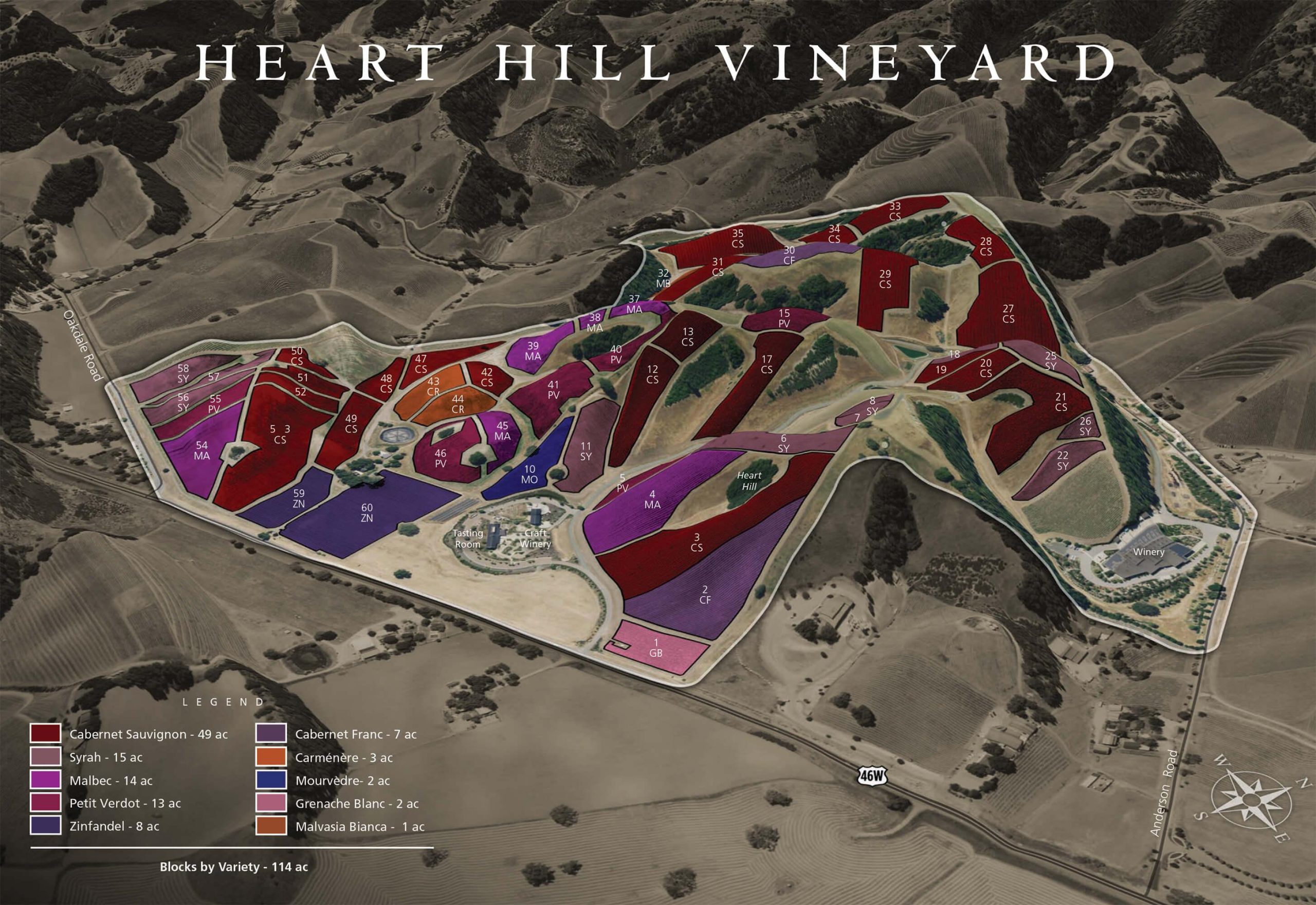 Heart Hill Vineyard map and blocks