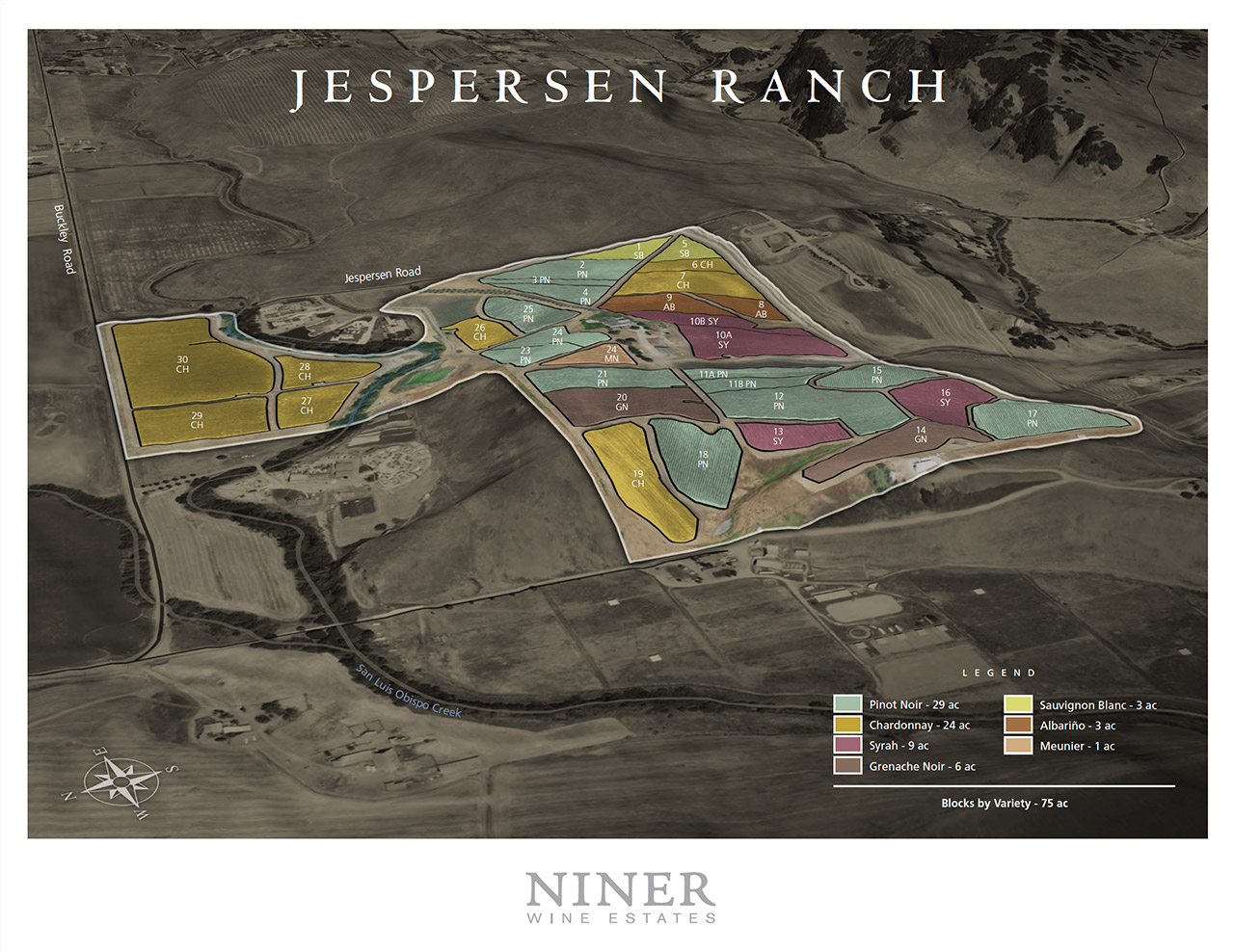 Jespersen Ranch Vineyard Block Map