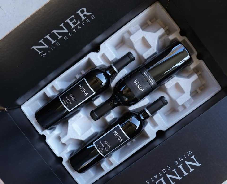 Niner Wine bottles ready to be shipped